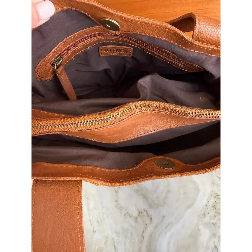Vileanca Cognac Leather Satchel Crossbody Bag